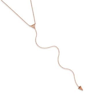 Cadena chapada en oro rosa plata 925 circonita en forma de y