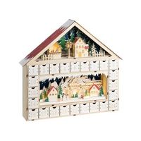 decoracion de navidad led calendario de adviento en forma de casita a pilas de madera marron claro nisser