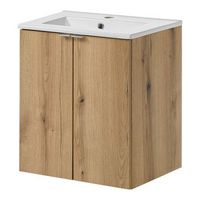mueble de bano newport con lavabo y 2 puertas 50x57x39cm- efecto roble encasa