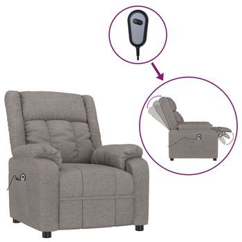 Sillón Reclinable Eléctrico Tela Gris Taupé Cfw738649
