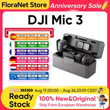 Micrófono inalámbrico original DJI Mic 3 de doble banda con antiinterferencias, control automático de ganancia, 28 horas de duración de la batería y carga rápida.