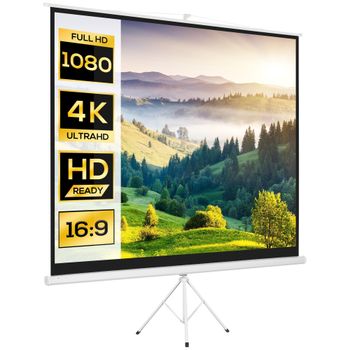 HOMCOM Pantalla de Proyector Manual con Soporte 120 Pulgadas 244x183 cm Blanco