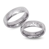 alianzas de boda con grabado laser de tungsteno brillante