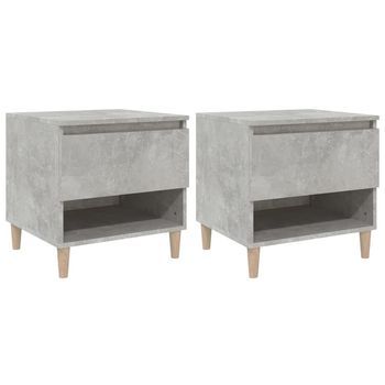 Pack 2 Uds Mesitas De Noche | Mesa Auxiliar | Mesilla Contrachapada Gris Hormigón 50x46x50 Cm