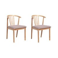 conjunto de 2 sillas de comedor elegante asiento tapizado madera marron clarogris pardo craig