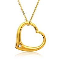 cadena con colgante corazon de plata chapada en oro