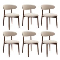 set de 6 sillas de comedor smartue diseno nordico madera maciza 81x564x526cm - beige