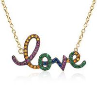 cadena del amor chapada en oro circonitas de colores