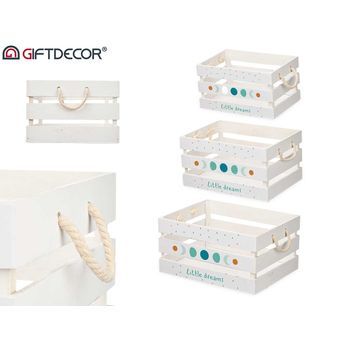 Set 3 Cajas Madera Blancas Moon
