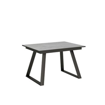 Mesa extensible 90x120/180 cm efecto madera gris cemento, hierro
