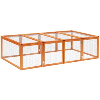 PawHut Jaula para conejos plegable interior exterior con 2 puertas superiores 181x100x48 cm madera maciza pino   Aosom España