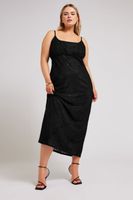 yours london vestido largo negro de tirantes patron cebra mujer curvy y tallas grandes yours london