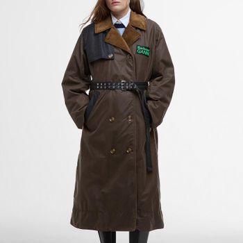 Barbour x GANNI Waxed-Cotton Trench Coat - UK 12