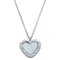 cadena moderno de acero colgante corazon circonita