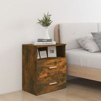 pack 2 uds mesitas de noche  mesa auxiliar  mesilla color roble ahumado 50x32x60 cm