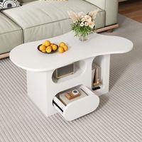 mesa de centro con forma de nube blanca 97  45  435 cm con cajon y estantes