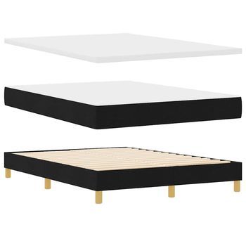Cama Tipo Box Spring Negro Y Blanco Y Negro 140 X 200 Cm Tela