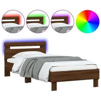 estructura de cama cabecero luces led roble marron 90x200 cm vidaxl