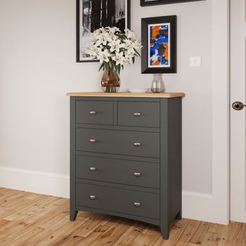 Arlia Oak and Grey 2 Over 3 Chest of Drawers