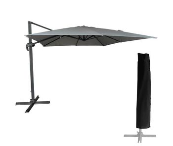 Parasol excéntrico molokai cuadrado 3x3m gris + funda