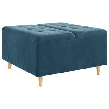 Ottoman Con Almacenamiento Azul 80 X 80 X 45 Cm Terciopelo Vidaxl