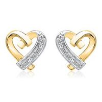 14 quilates pendientes corazon oro amarillo 4 diamantes