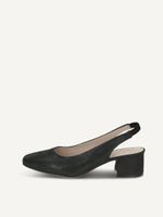 caprice sling pumps black made of leather with trapeze heel size 38