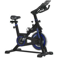 homcom bici estatica con resistencia regulable volante de inercia 8 kg pantalla lcd manillar y asiento ajustable azul
