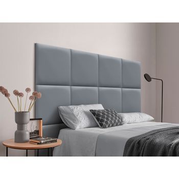 Dhome Cabecero Tapizado Para Camas De 160 De Polipiel Premium Compuesto De Paneles Autoadhesivos Intercambiables Lujo Dormitorio Acolchado (gris,