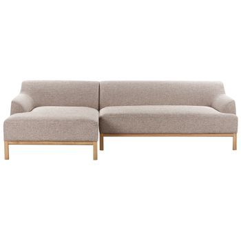 Sofá Esquinero Elegante Tela Poliéster Patas De Madera Sala De Estar Marrón Claro Derecho Sosjo