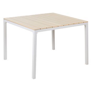 Mesa De Jardín Tablero De Listones De Madera Plástica 95 X 95 Cm Patio Exterior Beige Y Blanca Prato