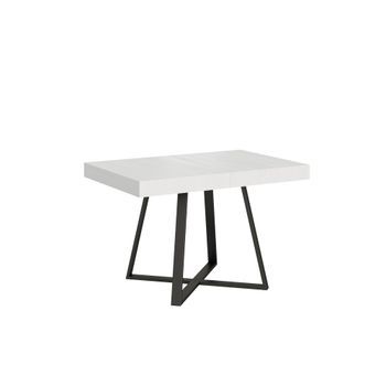 Mesa Extensible 80x120/204 Cm Abbraccio Fresno Blanco Patas Antracita