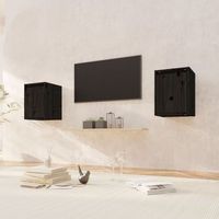 pack 2 uds armario de pared  mueble pared madera maciza de pino negro 30x30x40 cm cfw740539