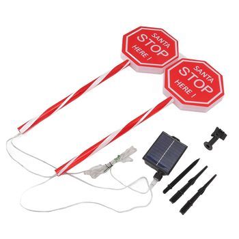 Luces Solares Led Con Letrero 'santa Stop Here' Para Iluminación Navideña Impermeable Para Jardines