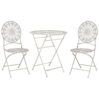 conjunto de balcon 2 plazas de metal blanco crema mesa sillas retro frances scafa