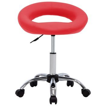Silla De Trabajo Con Ruedas Cuero Sintético Rojo