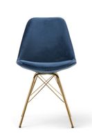 celine blue velvet gold leg dining chairs - blue