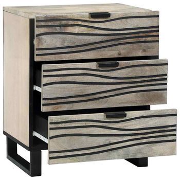 Mesita De Noche - Mesilla De Noche Con Cajón Y Negro 50 X 33 X 60 Cm
