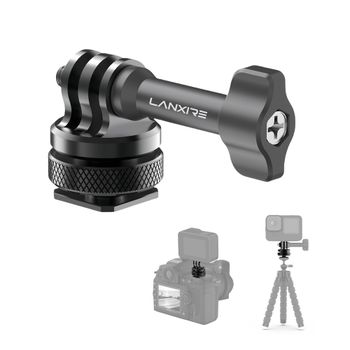 Adaptador de Montaje Cold Shoe Lanxire, Trípode con Tornillo 1/4 y Soporte para Palo Selfie para GoPro Hero, DJI Osmo, Cámara de Acción, Flash y Micrófono
