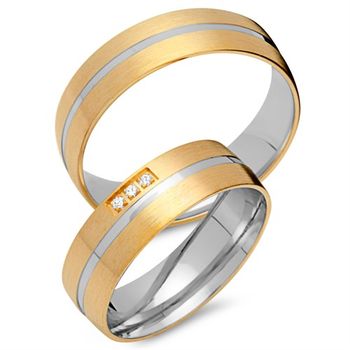 Alianzas 8 quilates oro amarillo-blanco 3 diamantes