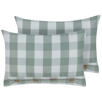 Conjunto De 2 Cojines De Algodón A Cuadros Estilo Cottage Verde Menta 40 X 60 Cm Tamnine
