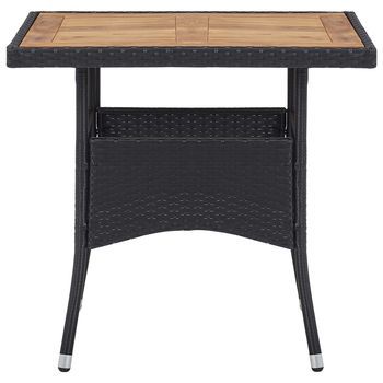Mesa Comedor Para Jardín | Mesa De Exterior Ratán Sintético Madera De Acacia Negro