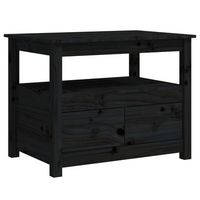 mesa de centro con estante abierto y 2 cajones diseno rustico 71 x 49 x 55 cm madera maciza de pino negro dec039745