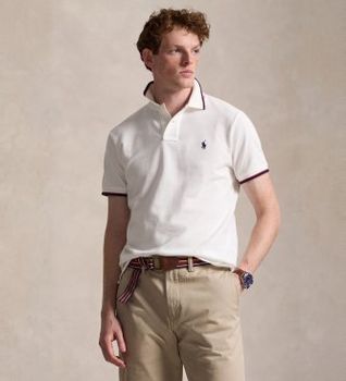 Polo Ralph Lauren para hombre. 710842621002 Polo Custom Slim Fit blanco (XS), Casual, Algodón, Manga corta