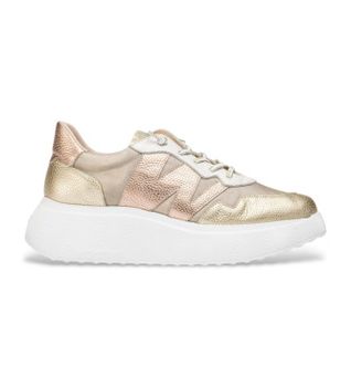 Wonders para mujer. A-3622 Zapatillas Zénit bronce (41), Piel, 3 a 5cm, Cordones, Casual