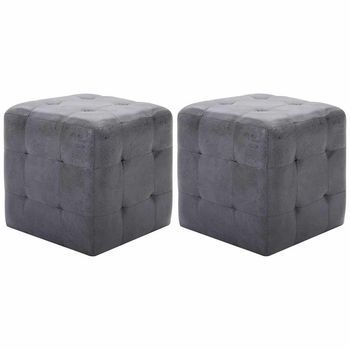 Mesitas De Noche 2 Uds Piel De Ante Artificial Gris 30x30x30cm Vidaxl