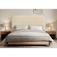 dhome cabecero vainilla curvo con patas tapizado en polipiel 145cm altura 125cm para pared acustico absorbente cama dormitorio vainilla 145cm