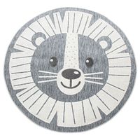 alfombra infantil para interior y exterior twitara gris  120 cm redondo