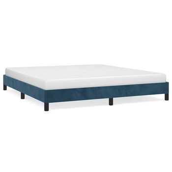 Cama Matrimonial | Cama Para Adultos | Estructura De Cama De Terciopelo Azul 160x200 Cm