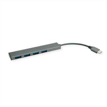 Hub Roline 4 puertos 5000 Mbit/s USB 3.2 Gen 1 modelo 14.02.5052 aluminio gris